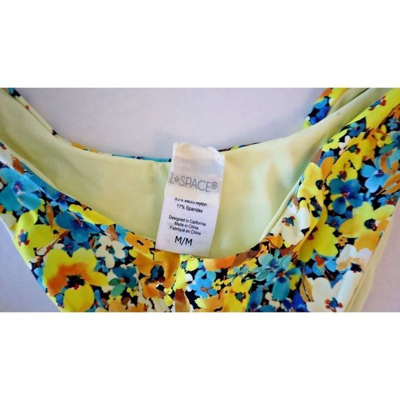 L Space Women's Sz Medium Yellow Multi Floral Reversible Bitsy Cut Bikini Bottom - Picture 2 of 4
